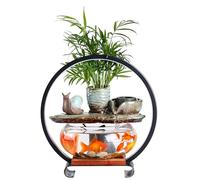 ADERFETBI Fuente Agua Decorativa Fuente de Mesa con Adornos creativos Agua Corriente Anillo luz, Fuente Paisaje, Feng Shui, Sala Estar, Oficina, Decoraciones Escritorio Cascada