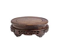 ADERFETBI Soporte de Planta Soporte de exhibición Bonsai Redondo Estilo Retro Jarrón Base la Base Fishtank Extraño Piedra Buda Estatua Handicraft Ornamentos Adornos Madera Fondo(30cm)