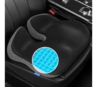 ADERI Cojín de asiento de coche de cuña de gel para alivio de cadera y cadera, respaldo elevado para una visión más amplia, almohada de asiento de automóvil compuesta con espuma viscoelástica de gel
