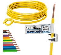 aderlei Tung - Único superior flexible - PVC línea - h05 V de K 0,75 mm² - Color: Amarillo 10 M/15 M/20/25 m/30 m/35 M/40 M/45 m/50 m/55 m/60 M hasta 100 m elegir