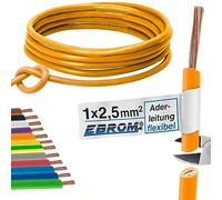 aderlei Tung - Único superior flexible - PVC línea - h07 V de K 2,5 mm² - Color: Naranja 10 m/15 m/20/25 m/30 m/35 M/40 M/45 m/50 m/55 m/60 M hasta 100 m elegir
