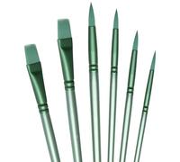 aderroo Juego de 6 Pinceles de Pintura acrílica, Pinceles de Acuarela, Pinceles de Nailon para Todos los usos, Pintura al óleo y Acuarela para Principiantes (6, Verde)