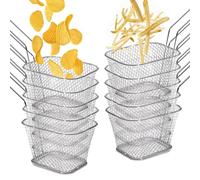 ADERTOS 10 PCS Canasta de Patatas Fritas, Mini Cestas para Freír, Mini Freidoras para Servir Patatas, Red de Patatas Fritas, Mini Patatas Fritas de Acero Inoxidable para Patatas Fritas Camarón Cebolla