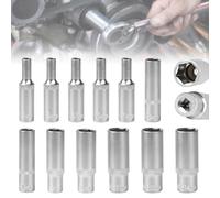 ADERTOS 12 PCS Juego de Llaves de Vaso Hexagonales 6,3 mm (1/4") Adaptador de Casquillos de 4-14mm, Herramienta Hexagonal Duradera para Taladro Eléctrico y Atornillador de Impacto