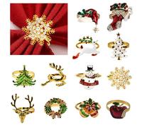 ADERTOS 12 PCS Servilleteros Navideños, Servilleteros de Reno de Navidad, Anillos de Servilletas de Navidad, Servilleteros de Navidad, Servilleteros de Mesa para Fiesta de Navidad Bodas Banquetes