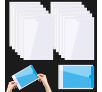 ADERTOS 14 PCS Bolsillos Autoadhesivos, Tarjeteros Transparentes con Apertura Superior, Funda de Tarjeta Autoadhesivo, Bolsillo Trasparentes Autoadhesivos para Organizar Proteger Fichas (22 * 15.6cm)