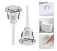 ADERTOS 2 botones de descarga de inodoro de 38 mm, botón de presión única, botones de presión redonda, botones cromados, kit de repuesto para reparación de tanque de agua de baño (plateado)