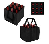 ADERTOS 2 PCS Bolsa para Botellas de Vino con 9 Compartimentos, Bolsa para Transportar Botellas de Vino Reutilizable, Bolsa Portabotellas Vino de Tela Oxford 600D para Fiestas Picnics Viajes