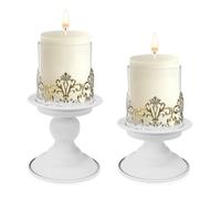 ADERTOS 2 PCS Candeleros Portavelas Blanco, Portavelas de Metal para Mesa de Comedor, Candelabros para Mesas, Candelabros Portavelas de Navidad para Boda Navidad Decoración del Hogar