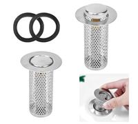ADERTOS 2 PCS Filtro Fregadero de Acero Inoxidable Filtro Ducha Pelos Filtro de Drenaje de Suelo Tipo de Empuje Núcleo de Cobre de Rebote Filtro de Desagüe para Cocina, Baño, Balcón (B)