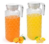 ADERTOS 2 Pcs Jarra Agua Plastico 1.1L Botella Agua Nevera Jarra de Agua de Acrílico para Nevera Transparente Jarras para Frigorífico con Tapa de Bebida para Jugos Agua Bebidas Frías 23.5 * 8.5cm