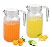 ADERTOS 2 Pcs Jarra Agua Plastico 600ml Botella Agua Nevera Jarra de Agua de Acrílico para Nevera Jarra para Frigorífico con Tapa Jarras de Bebida Jarra para Zumos Agua Bebidas (F)