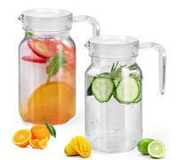 ADERTOS 2 Pcs Jarra Agua Plastico 600ml Botella Agua Nevera Jarra de Agua de Acrílico para Nevera Jarra para Frigorífico con Tapa Jarras de Bebida Jarra para Zumos Agua Bebidas (G)