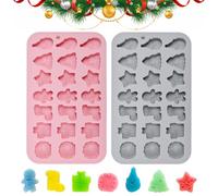 ADERTOS 2 PCS Moldes Galletas Navidad Moldes de Silicona para Chocolate Navideño 42 Cavidades 7 Patrones Navideños Molde Navidad Silicona Antiadherentes para Hornear Galletas Chocolate, Rosa y Gris