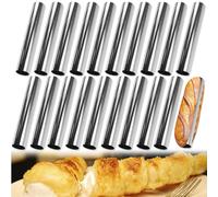 ADERTOS 20 PCS Cannoli Molde Tubos, Moldes de Cannoli de Acero Inoxidable, Tubos Repostería Molde Cannoli con 1 Cepillo de Limpieza, Molde para Croissants, Pasteles, Pan (11.8 * 2cm)