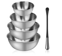 ADERTOS 4 PCS Cuencos Cocina 2.5L/1.8L/1.2/L/0.7L Ensaladera Grande Boles Acero Inoxidable Cuencos Ensaladera Salad Bowl Mezcladores de Acero Inoxidable Aptos para Lavavajillas y Apilables