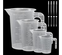 ADERTOS 4 PCS Vasos Medidores, Transparente Jarra Medidora Plastico, Copa de Medición con Escala, Jarra Medidora con Mango, Jarros Graduados para Cocina y Laboratorio (50/100/ 250/500ml)
