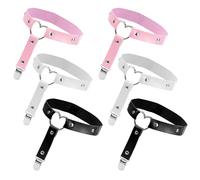ADERTOS 6 PCS Ligas de Pierna de Cuero, Liga de Pierna con Forma de Corazón, Liga Gótica Punk Ajustable 30cm-55cm, Liga de Cuero Elástico, Ligueros en Pierna de Cuero para Mujer (Negro/Rosa/Blanco)
