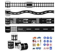 ADERTOS 6 PCS Railway Road Washi Tape Set, Cintas de Carretera Vias, Pegatinas de Señales de Tráfico, Rollos de Cinta Adhesiva de Carreteras y Vías de Tren para Decoración
