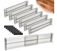 ADERTOS 7 PCS Separadores de Cajones Ajustables 27,5-51 cm, Divisores de Cajones Ajustables, Separadores para Cajones Ajustables de Plástico, Organizador Divisores de Cajones para Hogar Oficina