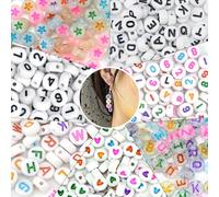 ADERTOS 700 PCS Abalorios Letras y Números 4 * 7mm, Abalorios para Hacer Pulseras, Cuentas de Números Coloridas, Cuentas Letras Para Pulseras, Abalorios Alfabeto Redondo para Hacer Pulseras DIY
