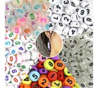 ADERTOS 700 PCS Abalorios Letras y Números, 4 * 7mm Abalorios para Hacer Pulseras, Cuentas de Números Coloridas, Cuentas Letras Para Pulseras, Abalorios Alfabeto Redondo para Hacer Pulseras DIY