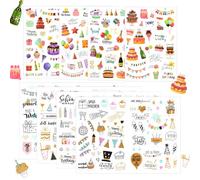 ADERTOS 8 Hojas Pegatinas de Feliz Cumpleaños, Etiquetas Adhesivas para Cumpleaños, Pegatinas de Decoraciones de Cumpleaños, Pegatinas de Cumpleaños para Tarjetas, Invitaciones y Regalos