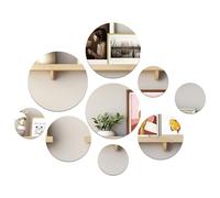 ADERTOS 9 Pcs Espejos Adhesivos de Pared Redondos Acrílico Espejos Decorativos de Pared Sin Marco Pegatinas de Espejo Redondo Acrílicos Adhesivos para Hogar Baño Dormitorio 4 Tamaños 10/14,8/18/19.5cm