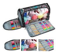ADERTOS Bolsa de Almacenamiento de Punto, Bolsa de Hilo, Bolsa de Manualidades, Bolsa de Labores de Punto, Bolsa de Crochet, Bolsa de Ganchillo Portátil para Agujas de Tejer Gancho de Crochet