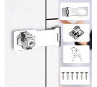 ADERTOS Cerradura Armario con Llave, Cerrojo de Candado de Aleación de Zinc, Cierre de Hebilla Candado, Cerradura Puerta con Candado y Tornillos para Armarios Cajones Gabinetes (Plata, 4 Pulgadas)