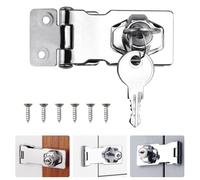 ADERTOS Cerradura Armario con Llave, Cerrojo de Candado de Aleación de Zinc, Cierre de Hebilla Candado, Cerradura Puerta con Candado y Tornillos para Armarios Cajones Gabinetes (Plata, 3 Pulgadas)