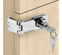 ADERTOS Cerrojo y grapa con llave de triple pliegue con candado, cerradura de cobertizo resistente, perilla giratoria, cerrojo con llave, cierre de puerta de seguridad con llave para armarios y