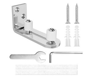ADERTOS Guia Suelo Puerta Corredera Madera Ruedas Puerta Corredera Granero Guía de Suelo Ajustable Guía de Piso Silencioso Antiarañazos para Puertas Correderas Graneros Máx. 69mm Grosor, Plata