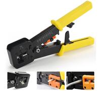 ADERTOS Kit de Crimpadora RJ45 Profesional para Conectores, Herramienta de Crimpado Cat5 Cat6 Cat7 Rj10 Rj11 Rj12, Alicate para Cable de Red