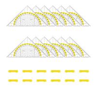 ADERTOS Kit de Geometría Profesional 12 Piezas - Triángulos Escolares con Mangos Antideslizantes, Transportador de 180°, Regla 14cm para Estudiantes, Arquitectos y Manualidades, Plástico Duradero