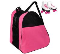 ADERTOS Mochila para Patines, Bolsa Patines Niños y Adultos, Bolsa para Guardar Patines de 4 Ruedas, Bolsa Transporte Patines Artistico con 3 Compartimentos para Patines, Casco (Rosa, 40 * 39 * 27CM)