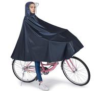 ADERTOS Poncho de Lluvia Impermeable con Capucha para Hombre y Mujer Chubasquero Poncho Reflectante Poncho Bicicleta Lluvia para Ciclismo Bicicletas con Cordón Ajustable, Tira Reflectante -Azul Marino