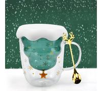 ADERTOS Taza de Café de Navidad 300ml, Tazas de Cerámica de Navidad, Taza de Leche con Tapa y Pajita, Taza de Té, Taza Navideña para Regalar, Taza de Navidad para Cumpleaños Fiesta Navidad
