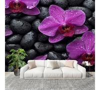 Adesivi murali DIY Fotomurali Decorazioni 200x140 cm Fiori Luminosi Tra Le Rocce Rimovibili Murale Carta da Parati Fotografica Viola per Camerette Bambini Camera da Letto Soggiorno Ufficio