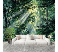 Adesivi murali DIY Fotomurali Decorazioni 300x210 cm Luce Del Sole E Ombre Nella Junglea Rimovibili Murale Carta da Parati Fotografica Verde per Camerette Bambini Camera da Letto Soggiorno Ufficio