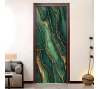 Adesivi per Porte 3D Porte Interne Autoadesivo Fluido de MáRmol de Lujo Poster Murale Vinile Verde Oscuro Puertas Pegatinas Rimovibile per Soggiorno Cucina Camera da letto 77x200 cm