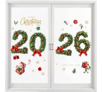 Adesivi Statici Natalizi Finestre | Decorazioni Staccabili 2026 Buon Natale Per Porte Vetrate,Decorazioni Festive Rimovibili Soggiorno Camera Inverno Aula | Decorazione Finestra Natale Adesivo