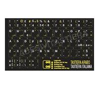 adesivitastiera. it - Pegatinas Letras Teclado fondo negro letras amarillas (árabe) y blancas (Latino)