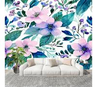 Adesivo Murale Bambini Cameretta Carta da Parati 250x175 cm Fiori Freschi E Piante Verdi 3D Muro Decor Autoadesivo Photo Carta da Parati Viola Fotomurali casa Adesivi Bimbo Bimba