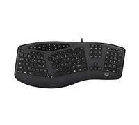 Adesso AKB-160UB TruForm - Teclado ergonómico de Escritorio, Zonas Clave divididas, Teclas chiclet, reposamanos, conexión USB con Cable, Teclas de Acceso rápido Multimedia, Rueda de Desplazamiento