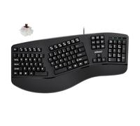 ADESSO EasyTouch 150 Teclado mecánico ergonómico con cable con interruptores Cherry MX Brown, reposamuñecas integrado, tecla de acceso rápido con IA Copilot dedicada, diseño de tamaño completo con
