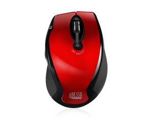 Adesso M20R WRLS Ergo Optical Mouse 6 Buttons Red
