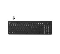 Adesso WKB-5300UB Teclado inalámbrico de tamaño completo con teclas de interruptor de tijera, receptor USB-A de 2.4 GHz, diseño de 104 teclas, teclas de acceso rápido multimedia para Windows Mac OS