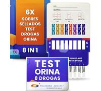 ADESTE 8-en-1 Test drogas | Test drogas orina con alta sensibilidad al THC y detección de Fentanilo | Test de drogas confiable y rápido en 5 min | Test antidrogas para el hogar y empresas | 6 tests