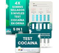 ADESTE Test Cocaína en Orina 5 niveles | Test Drogas Cocaína: Rápido y Preciso en 5 Minutos | Detección a 5 Niveles (50-600 ng/mL) | Fácil de Usar, sin Laboratorio ni Equipos | 4 tests